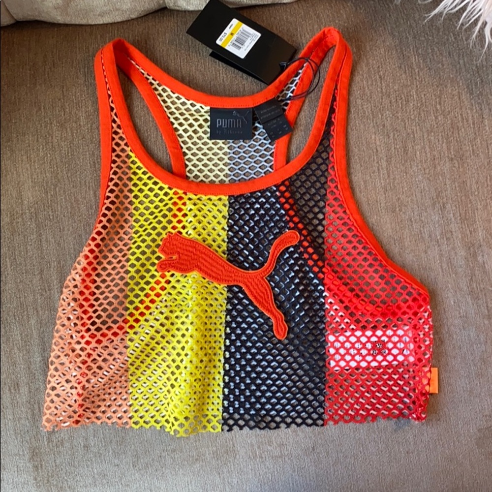 NET FENTY X PUMA COLLAB. Mesh cropped tank top